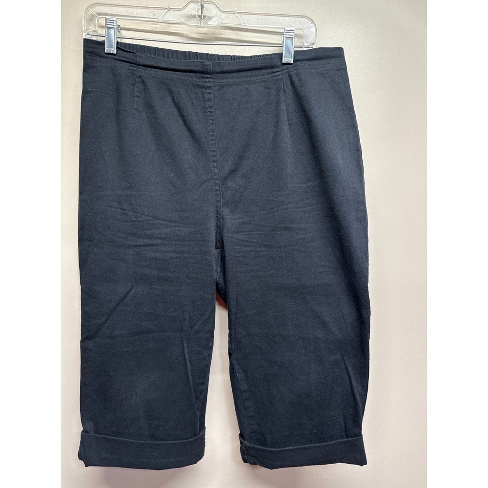 White Stag Women Plus Black Stretch Capri Pants Cropped Elastic Waist 16W